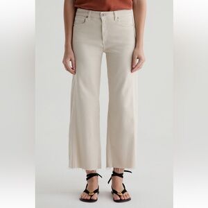 AG Saige Raw Hem Paneled Ankle Wide Leg Jeans Color: Opal Stone